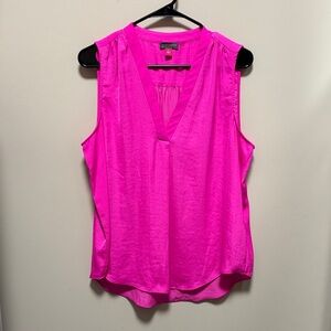 Vince Camuto Women’s Hot Pink V-Neck Sleeveless Shell - Sz Large